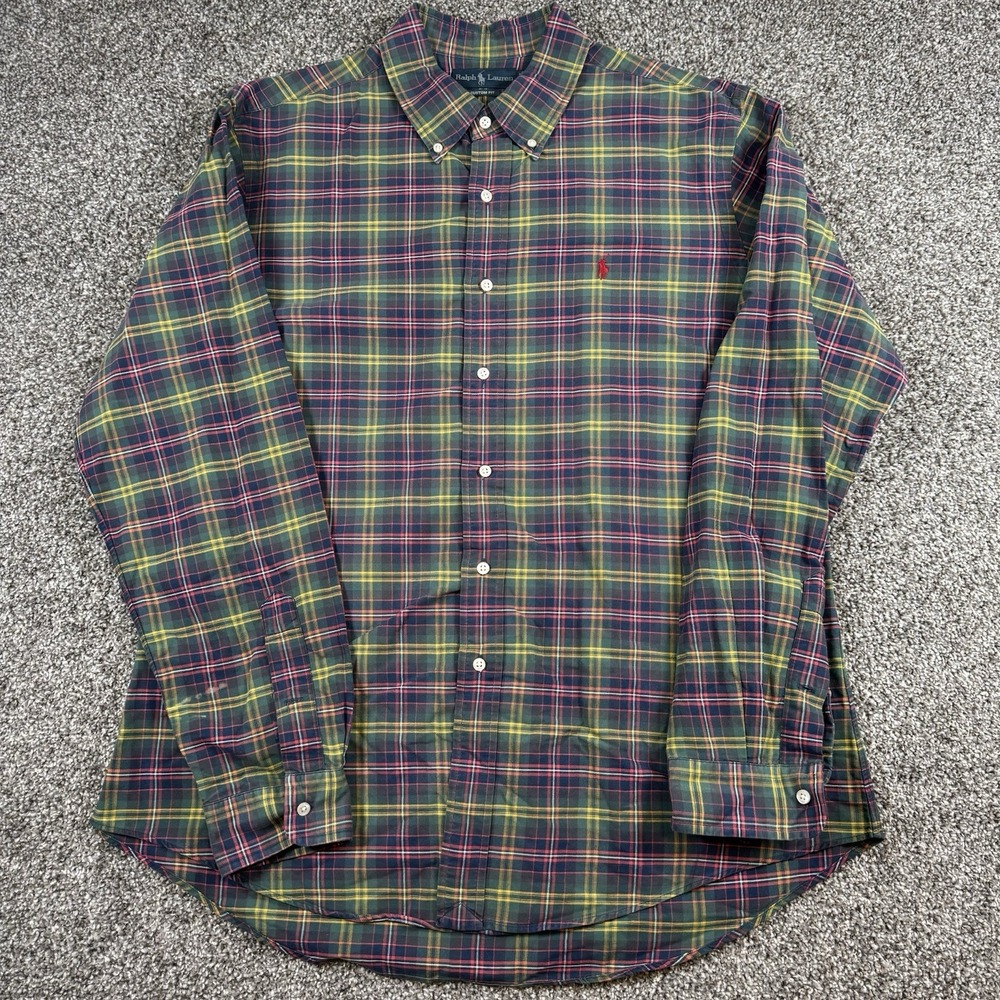 Ralph‎ Lauren Men's XL Custom Multicolor Plaid Long Sleeve Button Front Shirt - Picture 2 of 8